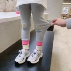 儿童刺绣打底裤女童修身长裤宝宝撞色裤子童装洋气春